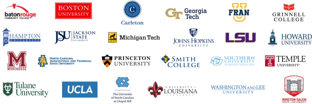 Selected colleges and universities Fellows were accepted to